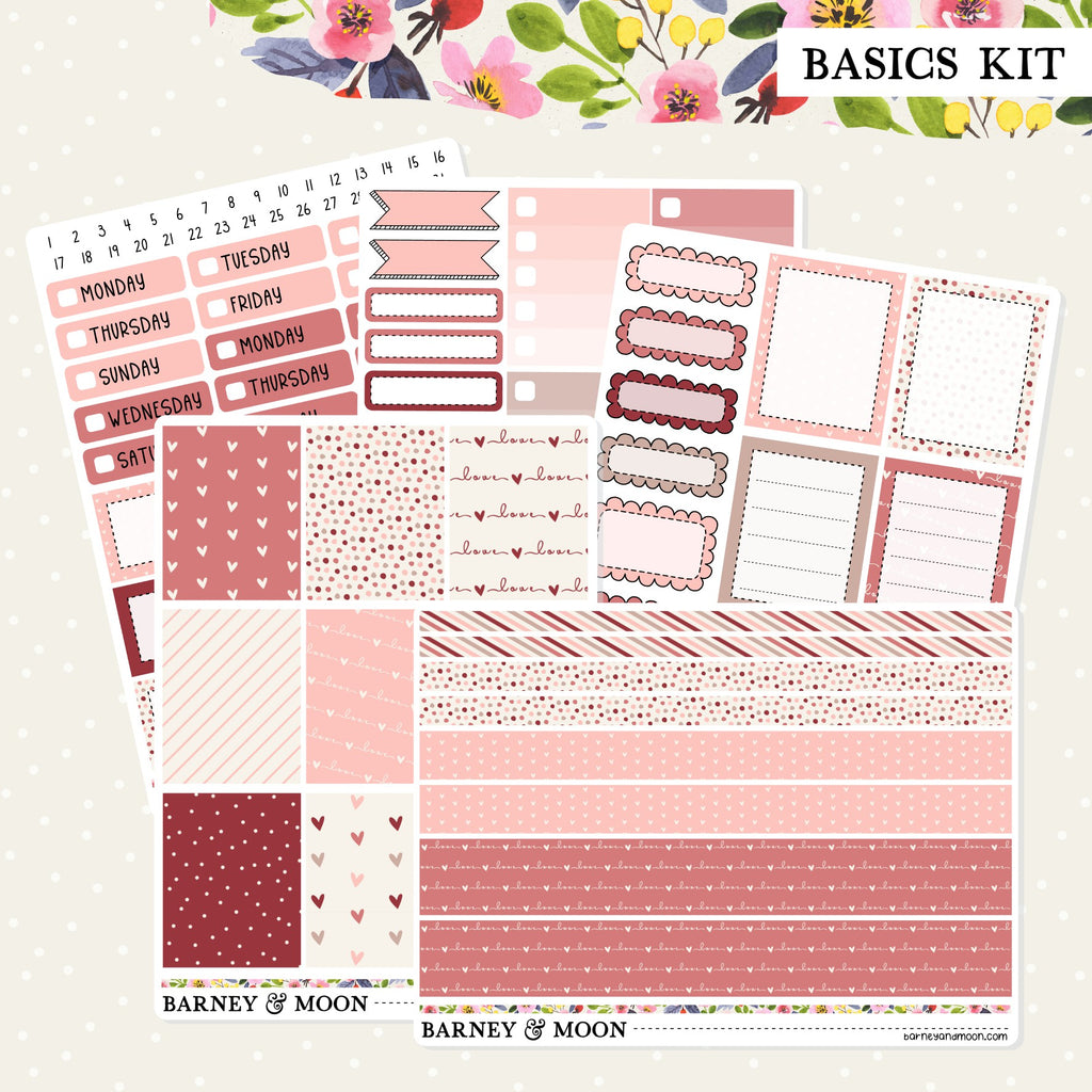 Valentines functional weekly planner sticker kit for planning