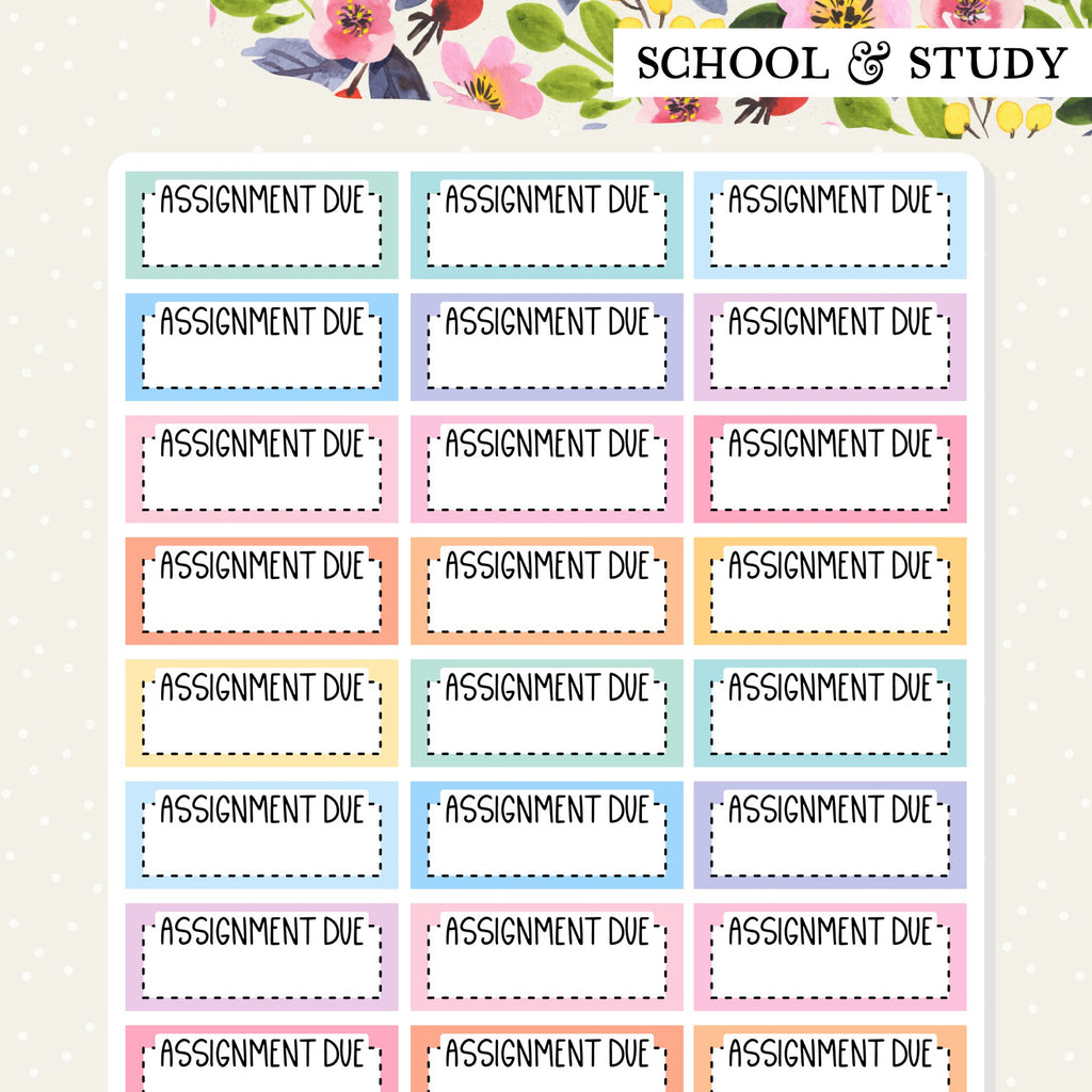 school university take assignment due planner stickers