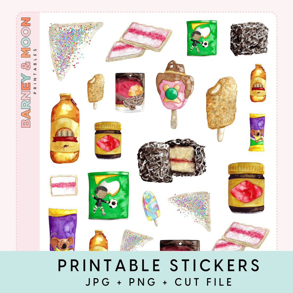 Australia printable Aussie snack food stickers