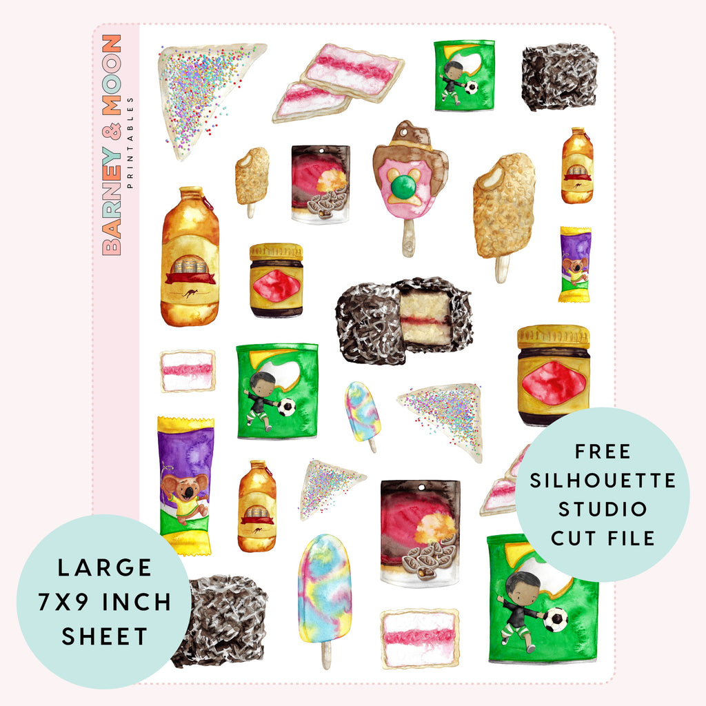 Australia printable Aussie snack food stickers