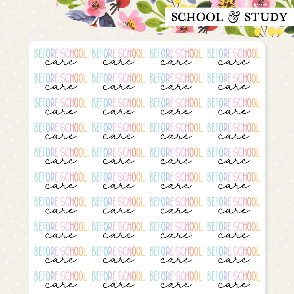 before school care planner stickers