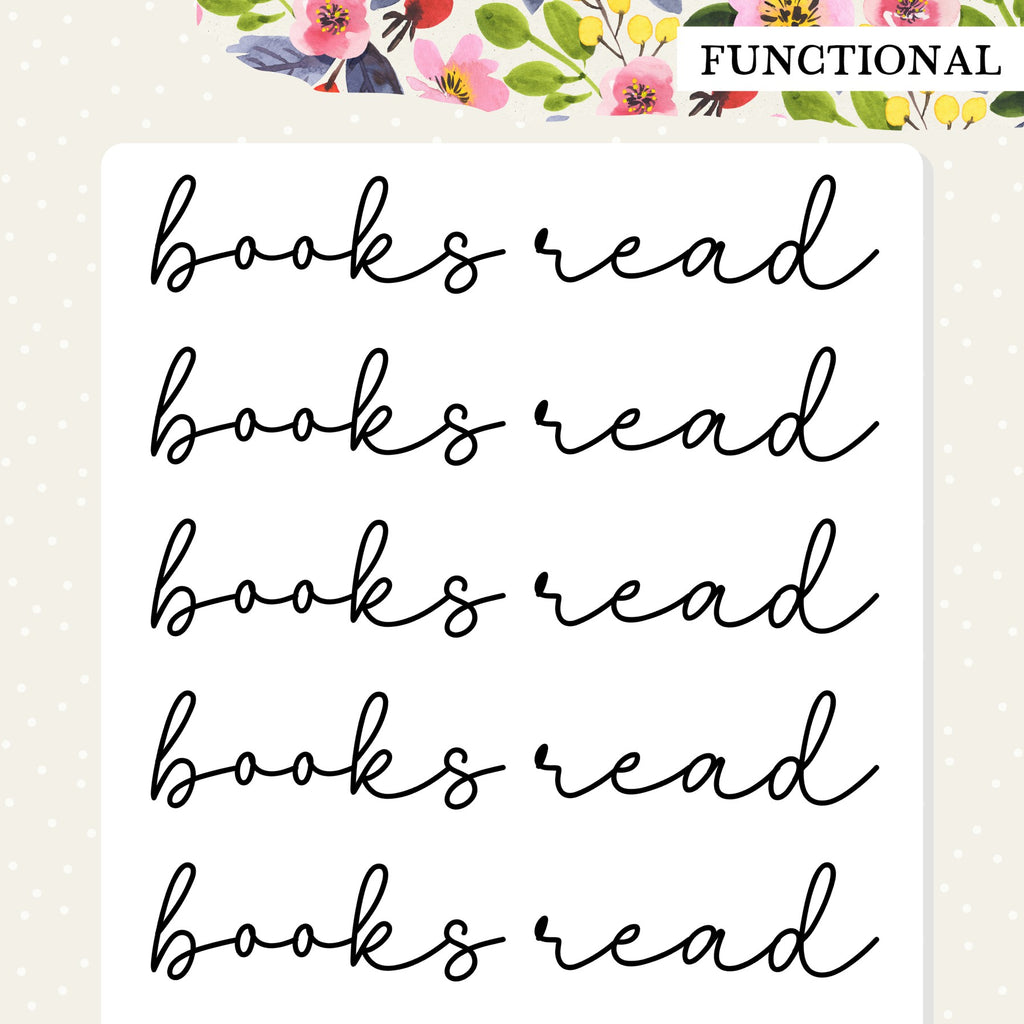 books read script journaling and planner stickers