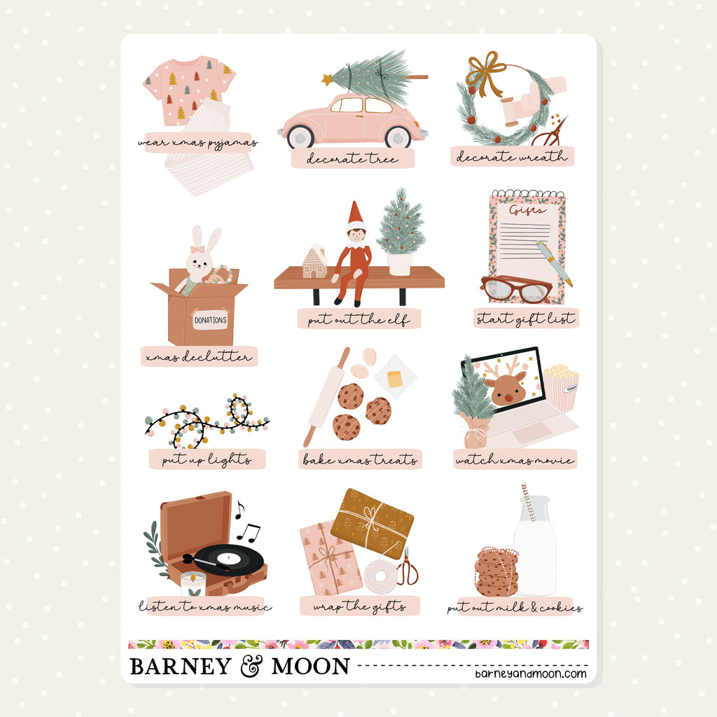 Cute stickers for traditional Christmas bucket list activities
