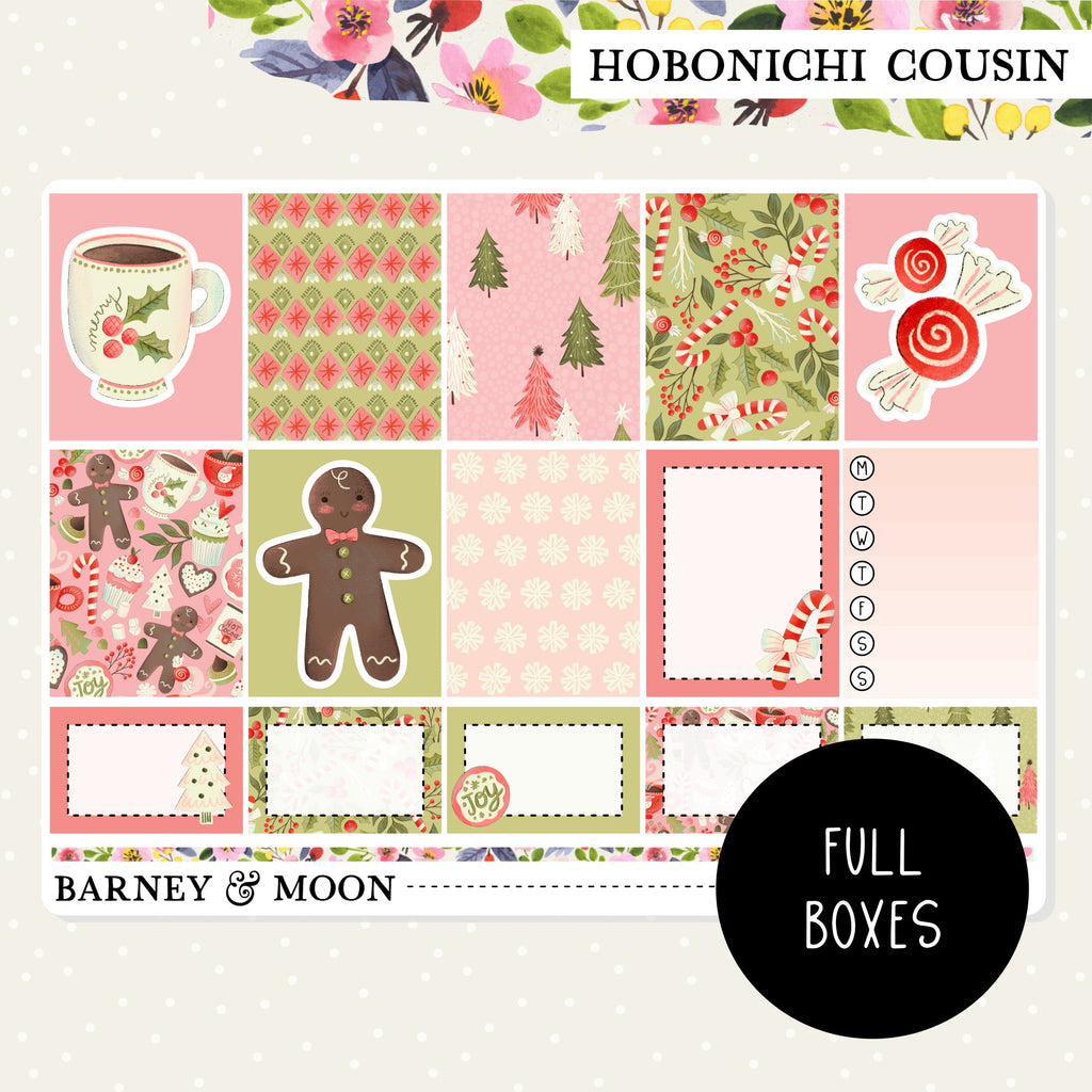 Christmas themed weekly planner sticker kit for Hobonichi Cousin planners