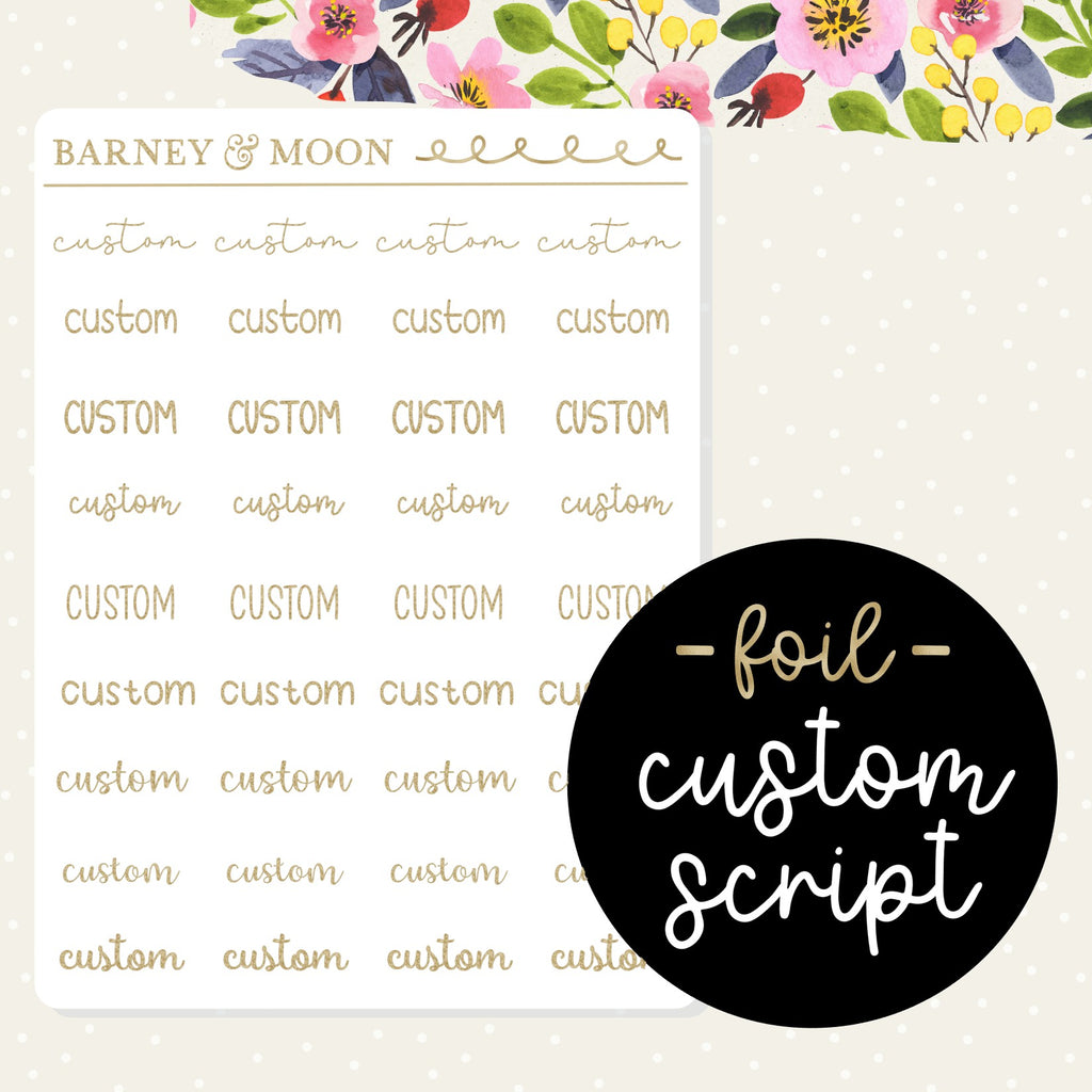 custom foil script word planner stickers foiled stickers for planners