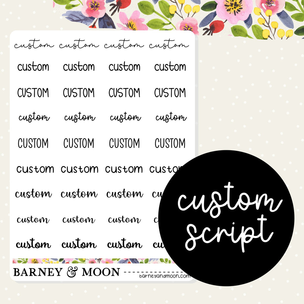 custom script word planner stickers for planning