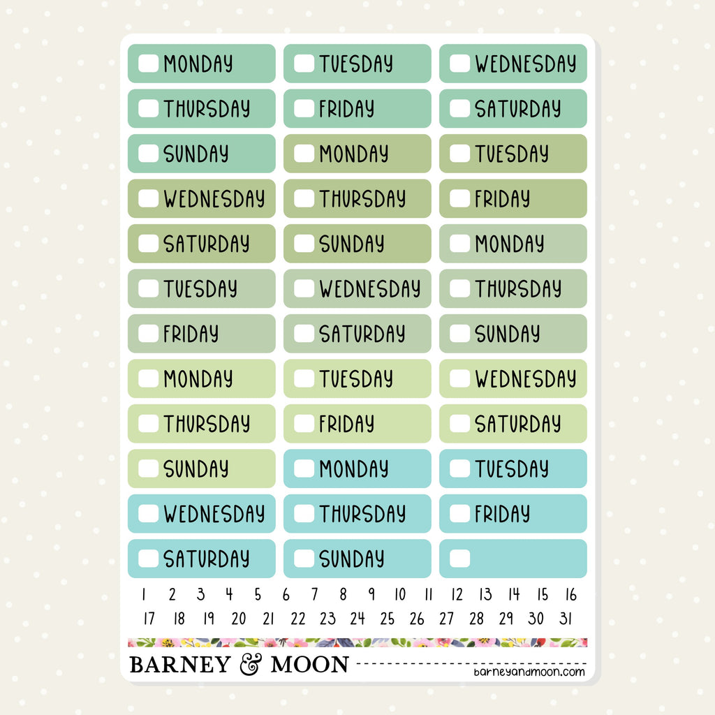 Cute and colourful date cover stickers for your weekly planner layouts