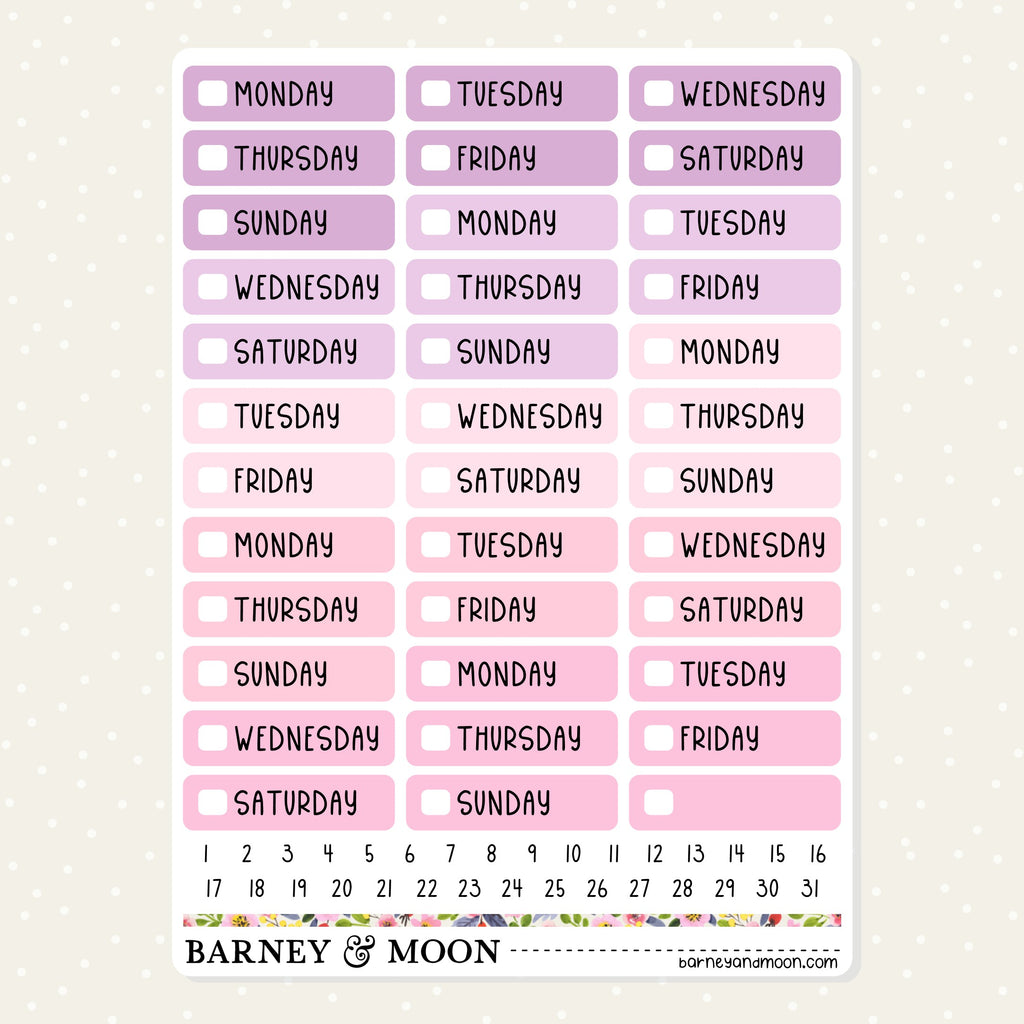 Cute and colourful date cover stickers for your weekly planner layouts
