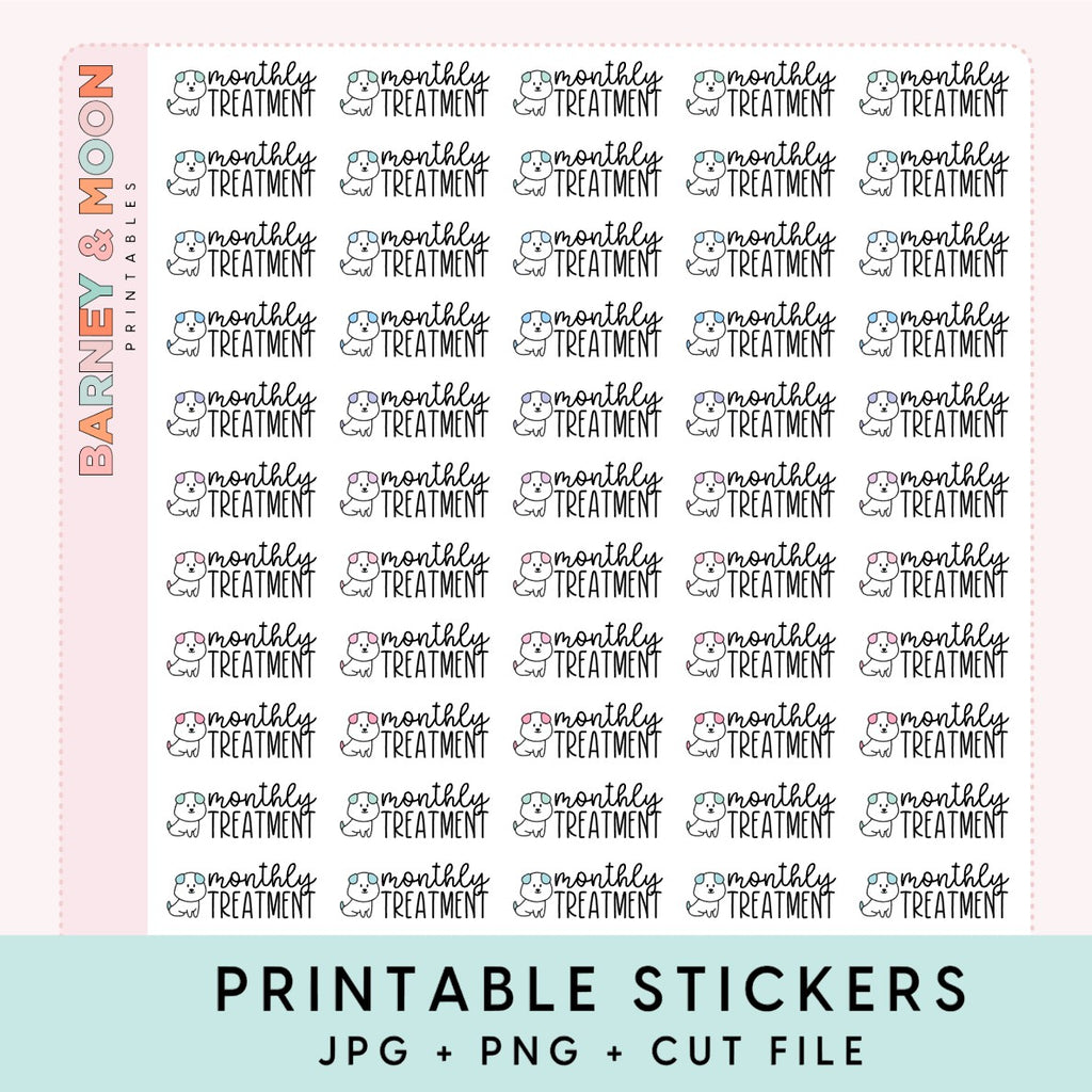 dog monthly treatment worming tick flea functional scripts printable planner stickers