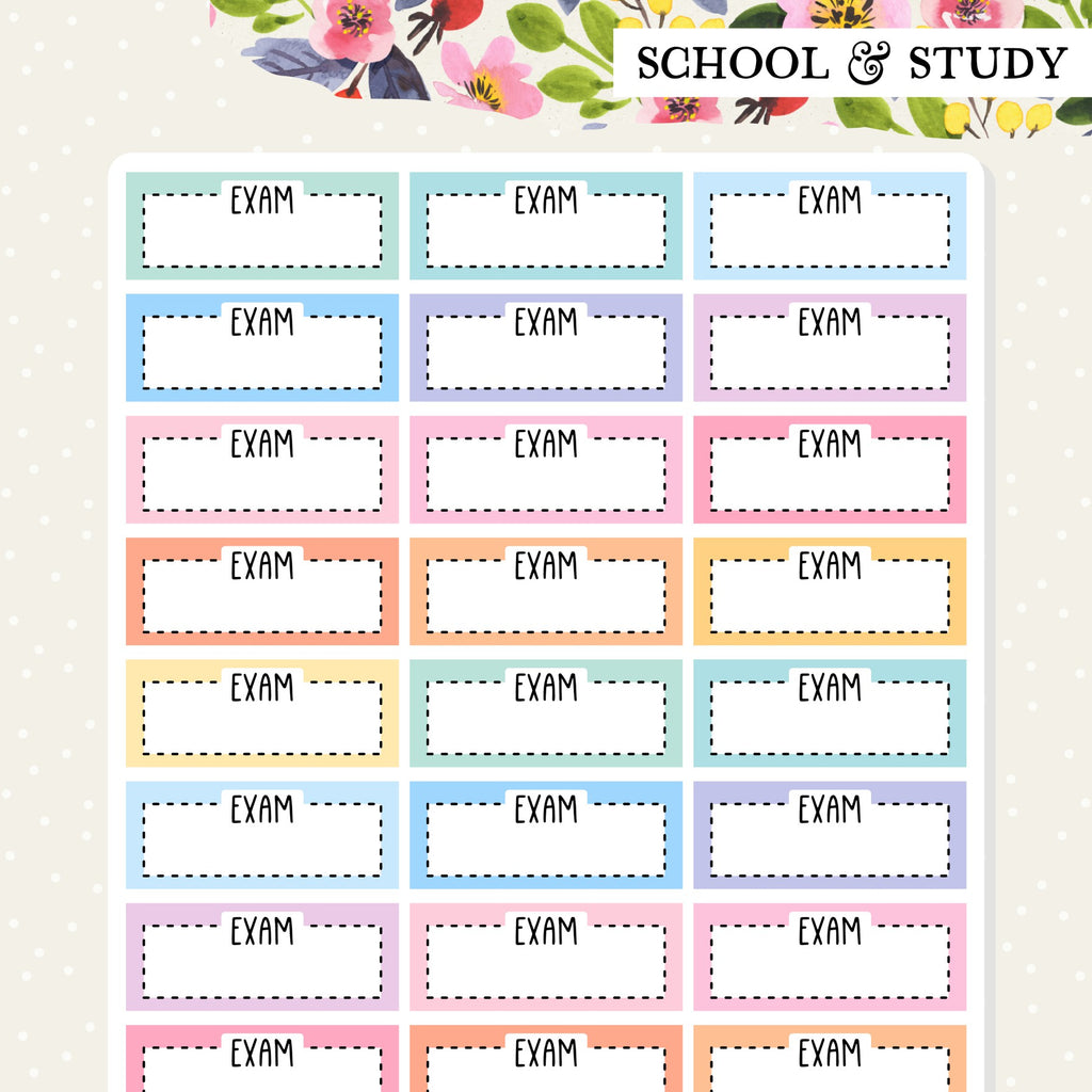school university tafe exam planner stickers