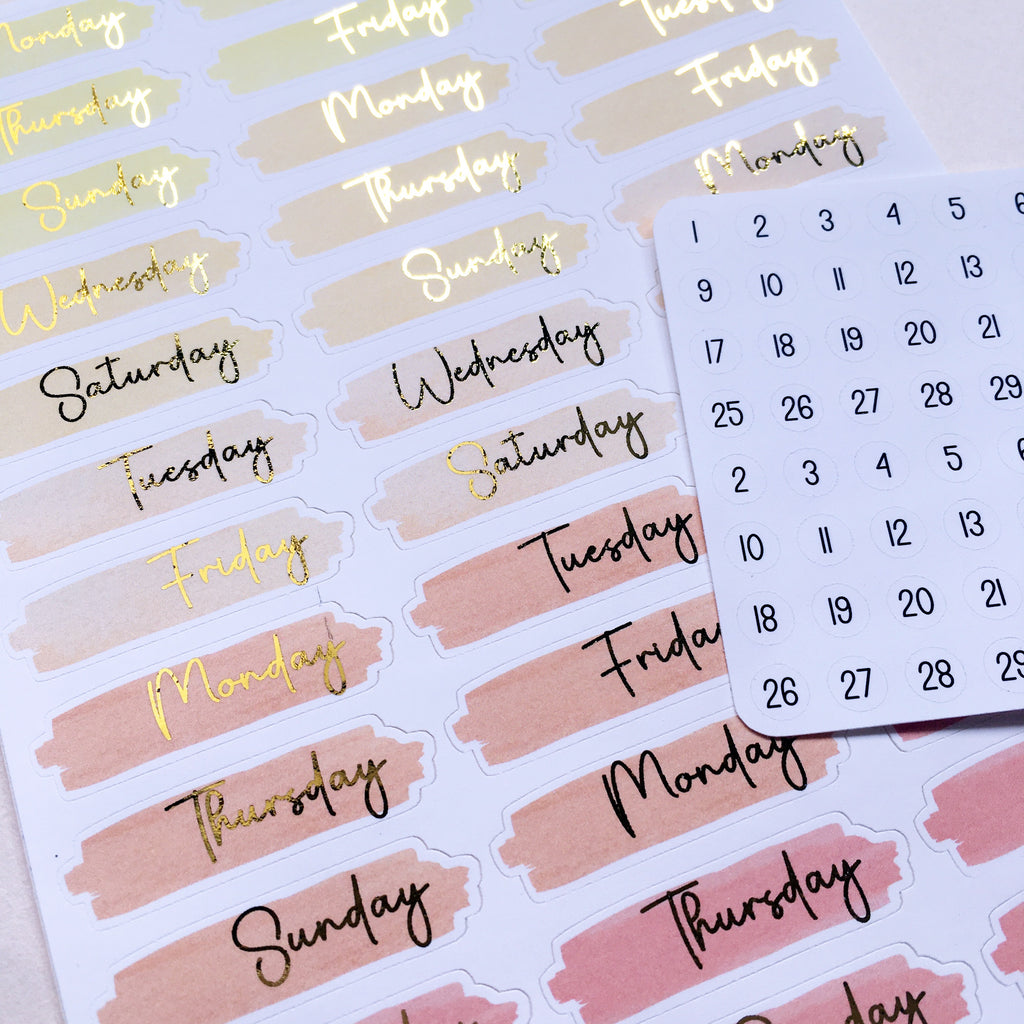 foil date covers planner stickers