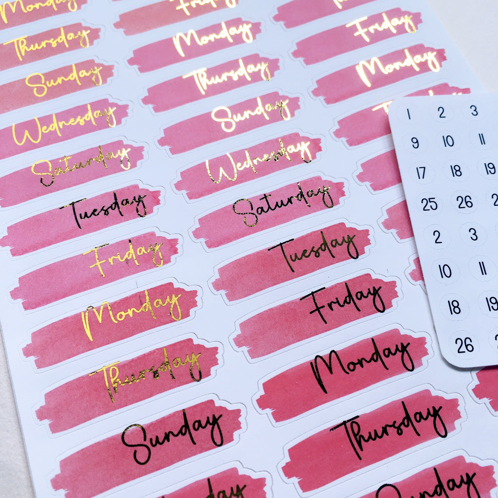 foil date covers planner stickers