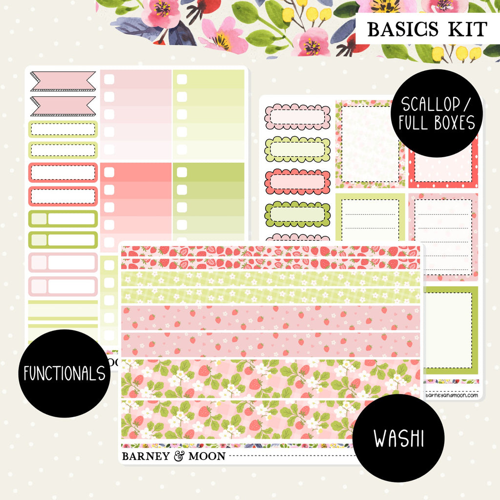 Strawberry functional planner sticker kit for planning