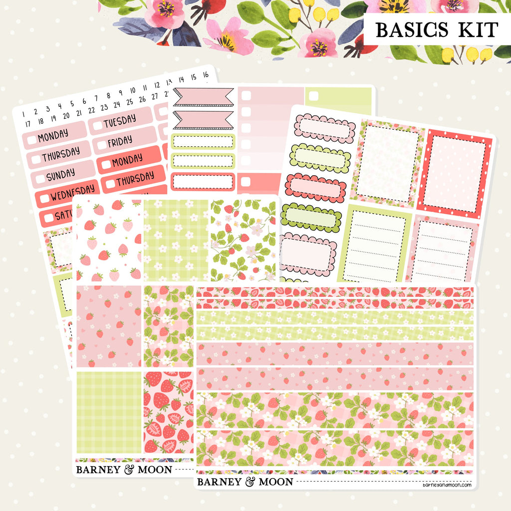 Strawberry functional planner sticker kit for planning