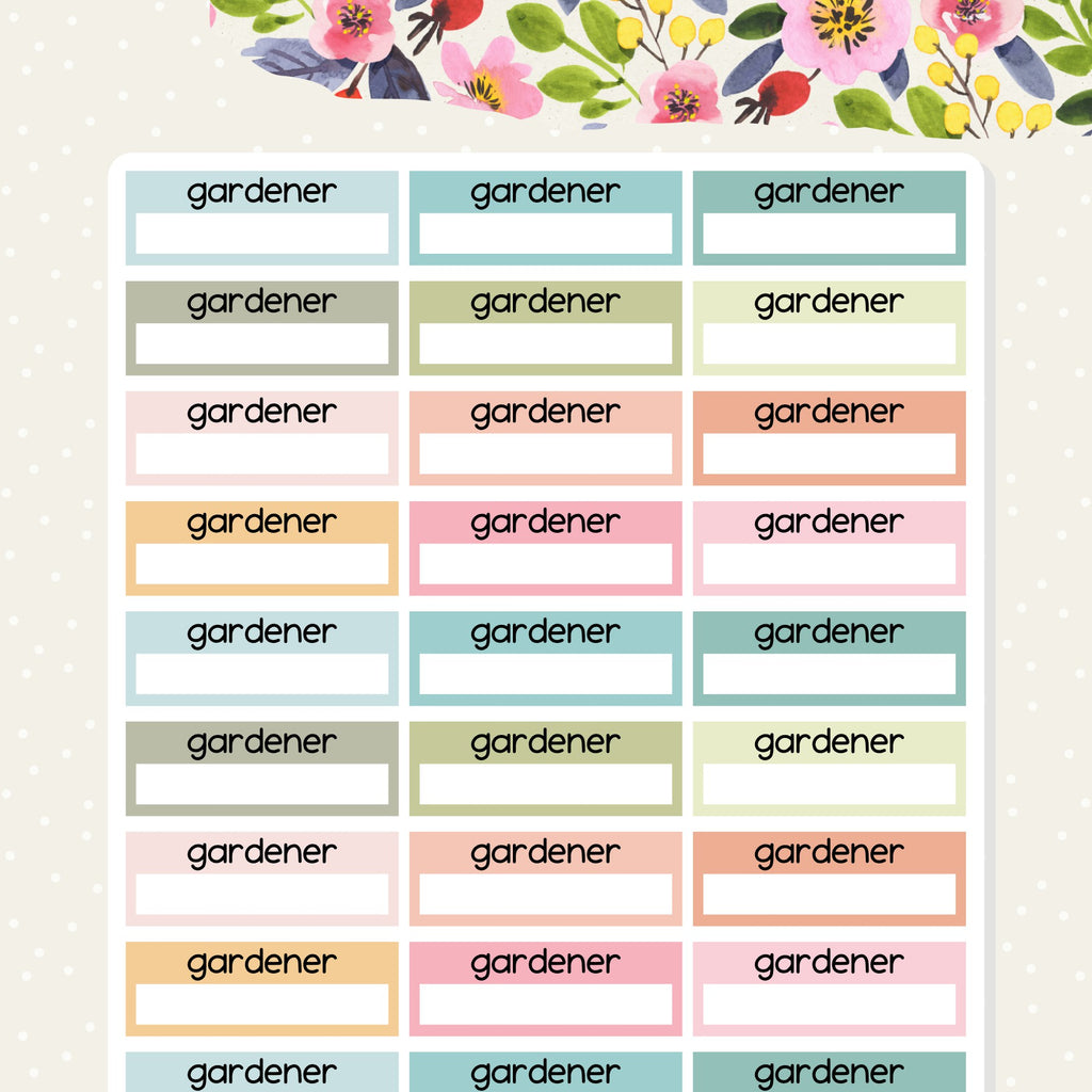 NDIS planner stickers for tracking visits from a gardening service