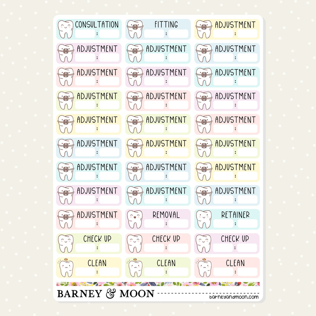 orthodontist appointment planner stickers australia