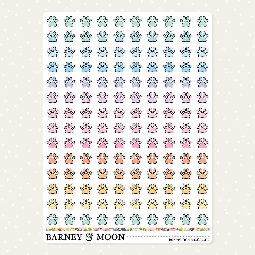 Cute paw print pet icon planner stickers for your functional planning needs
