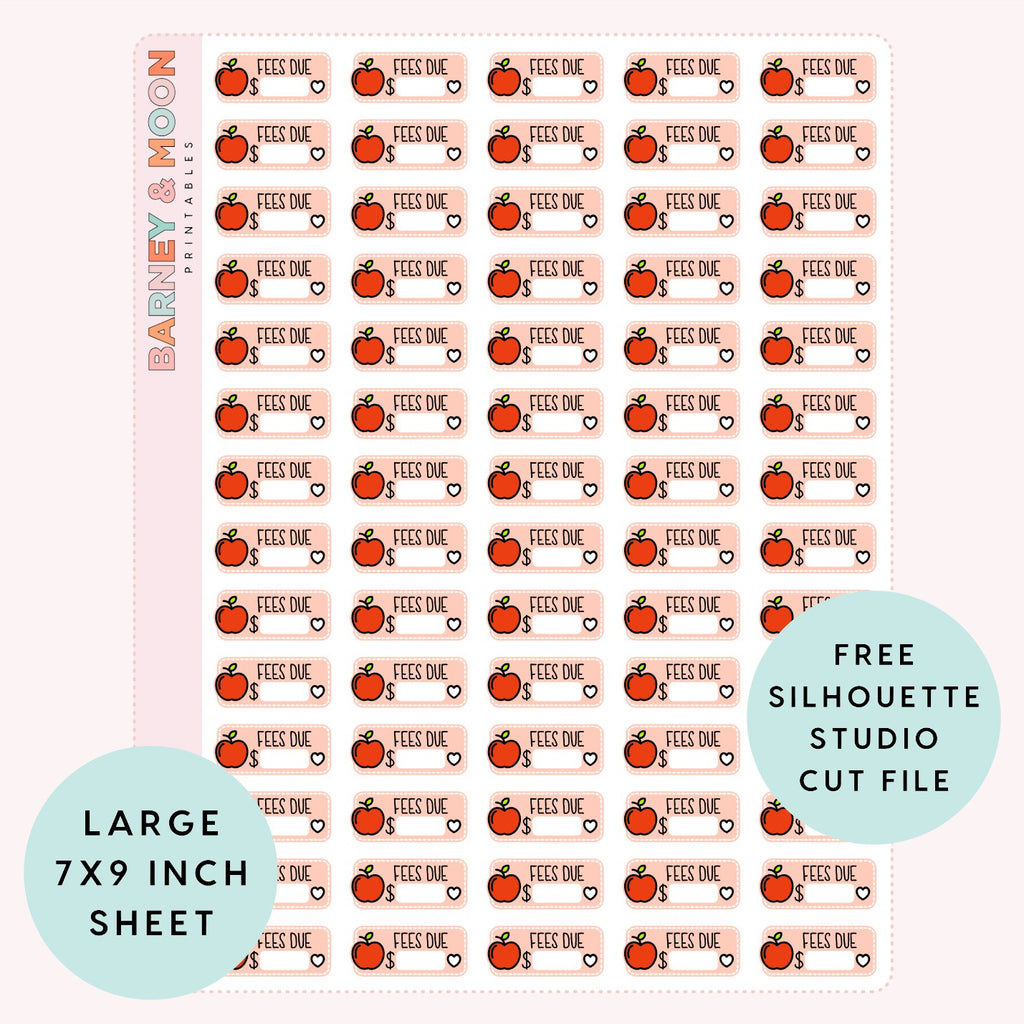 printable budgeting bill due planner stickers school fees