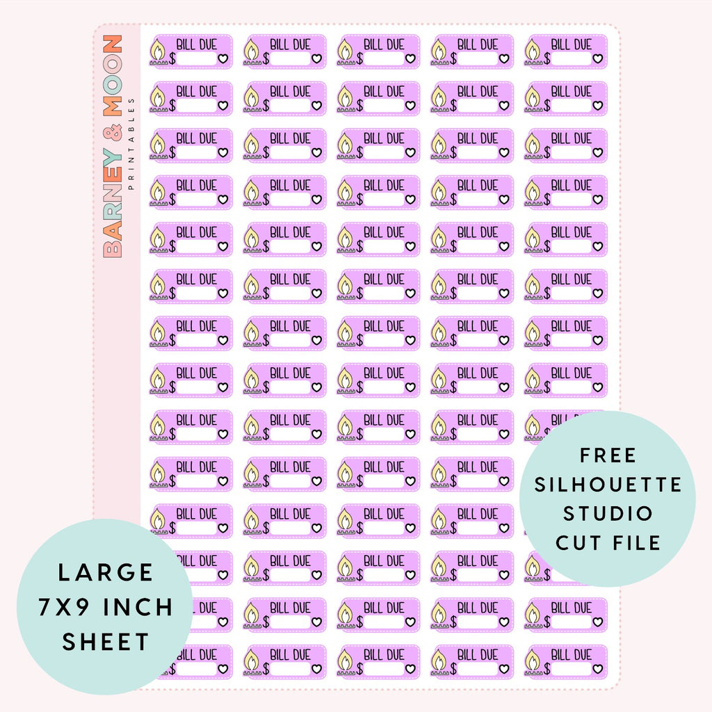 printable budgeting bill due planner stickers gas