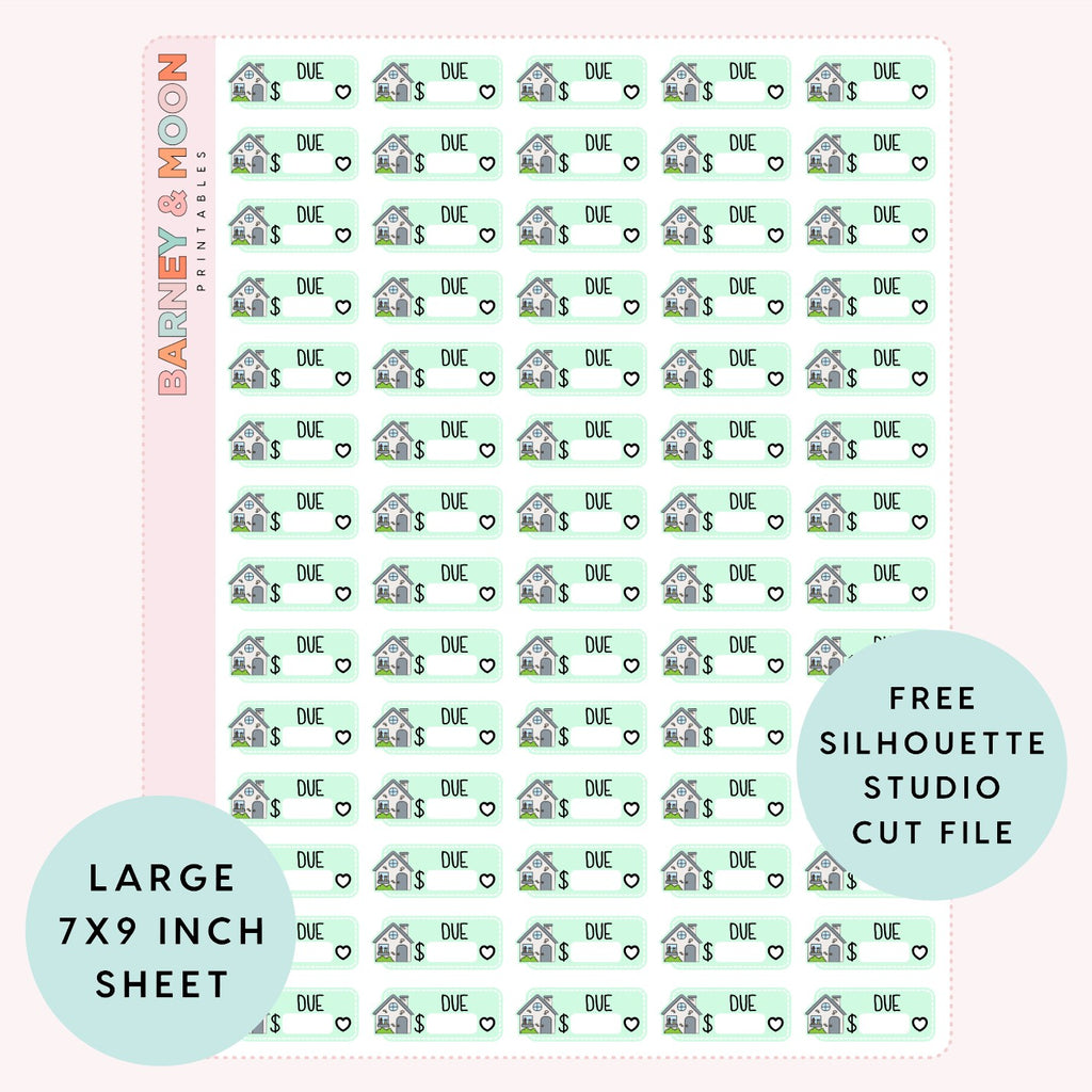 printable budgeting bill due planner stickers rent mortgage