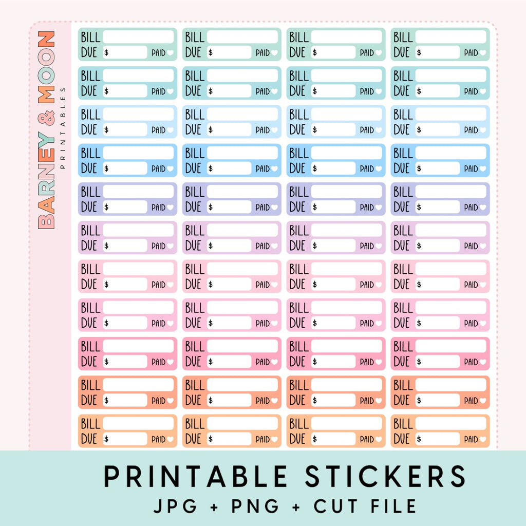 printable planner stickers bill due sticker for budget planning