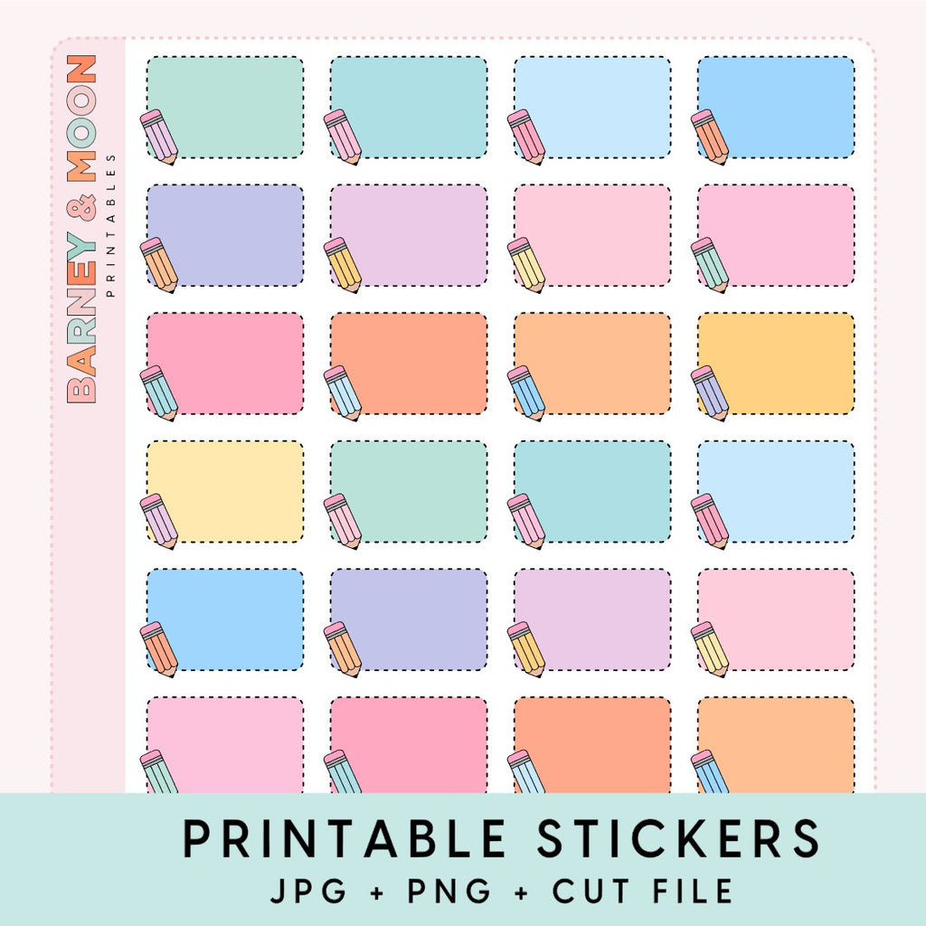 printable planner stickers pencil half box for school study