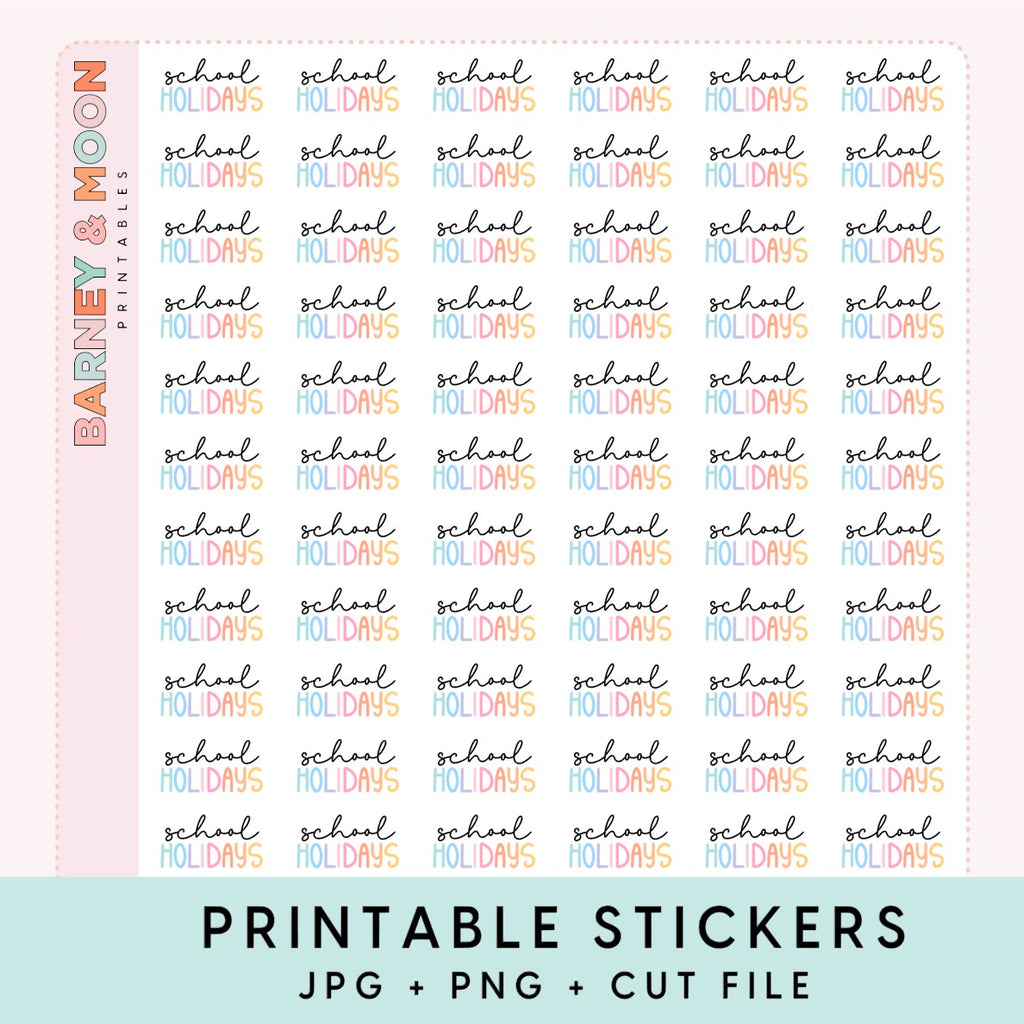 printable planner stickers school holidays