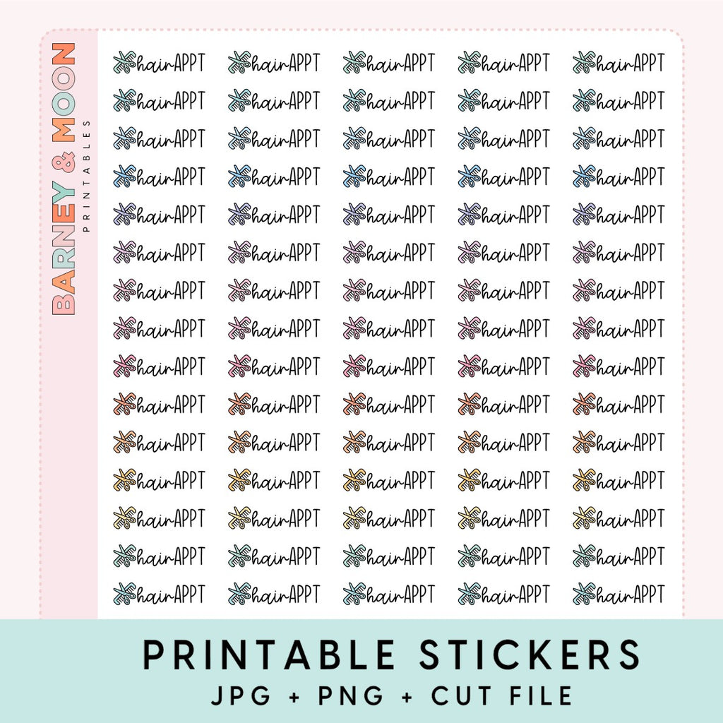 hair appointment reminder scripts printable planner stickers