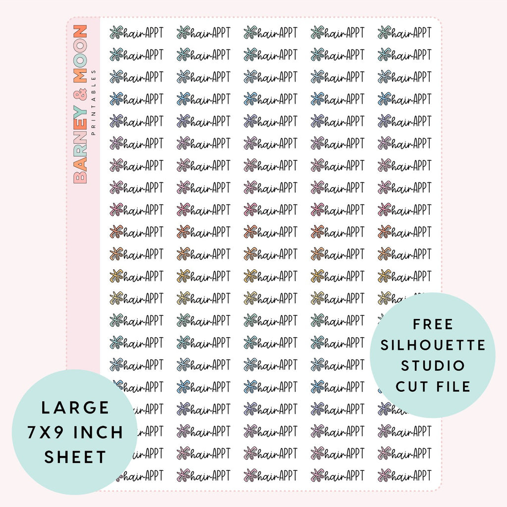 hair appointment reminder scripts printable planner stickers