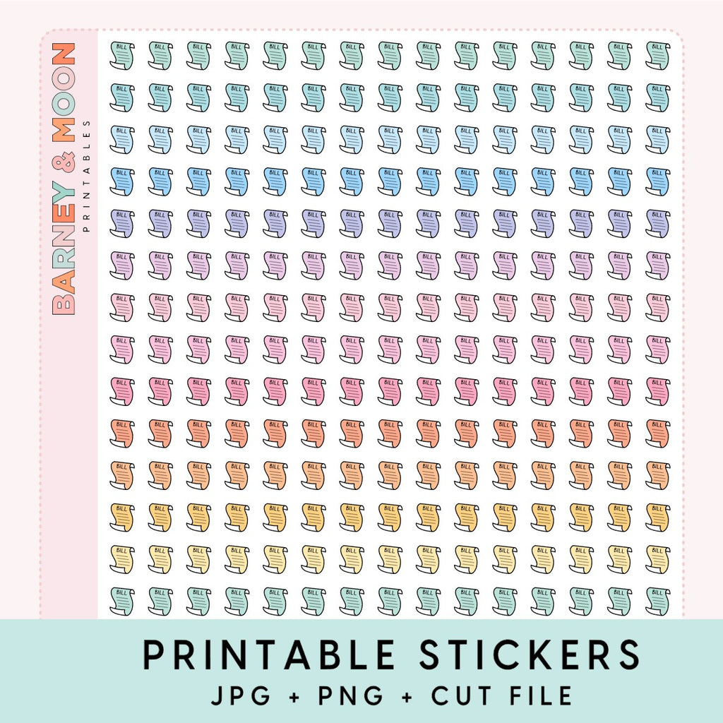 mini bill due icons printable planner stickers