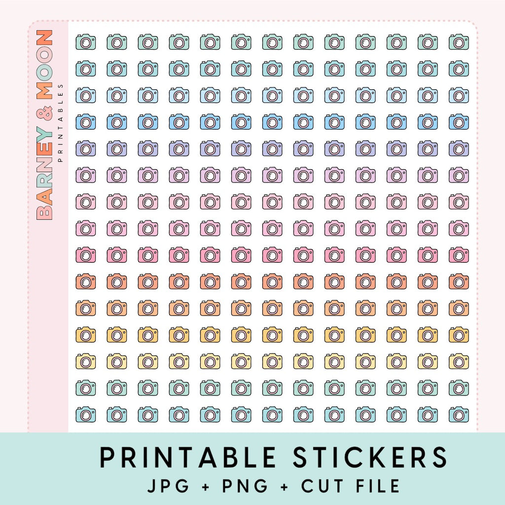 mini camera icons printable planner stickers