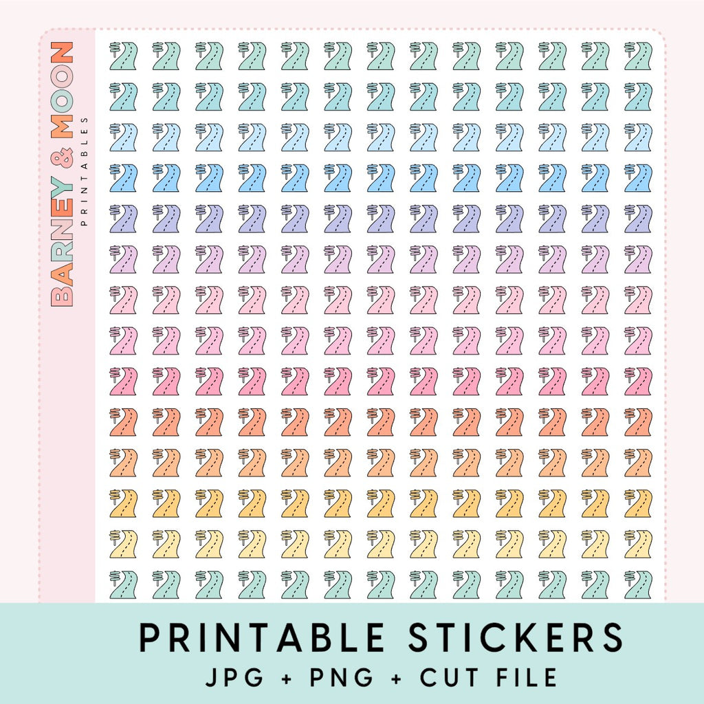 mini road trip icons printable planner stickers