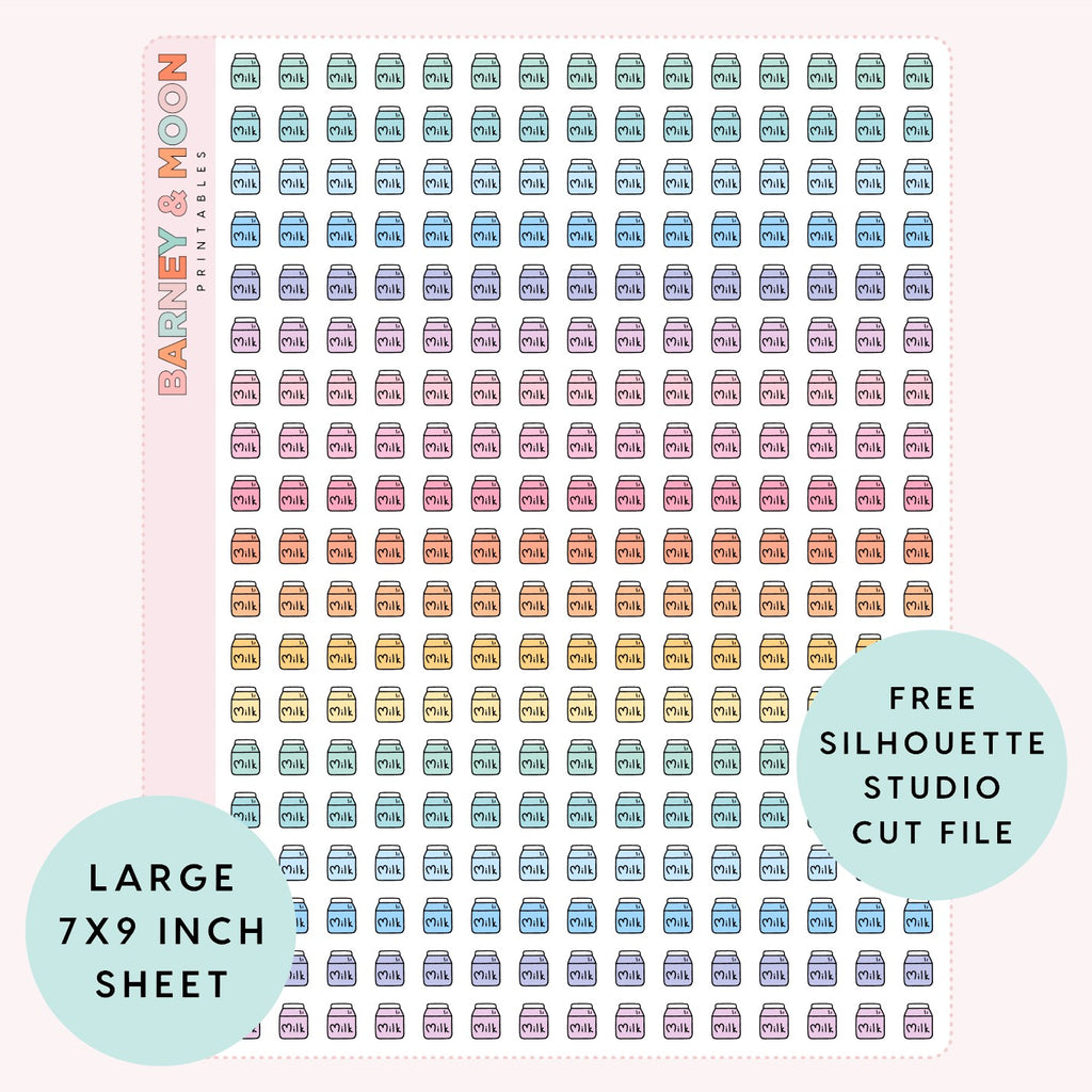 mini milk grocery icons printable planner stickers