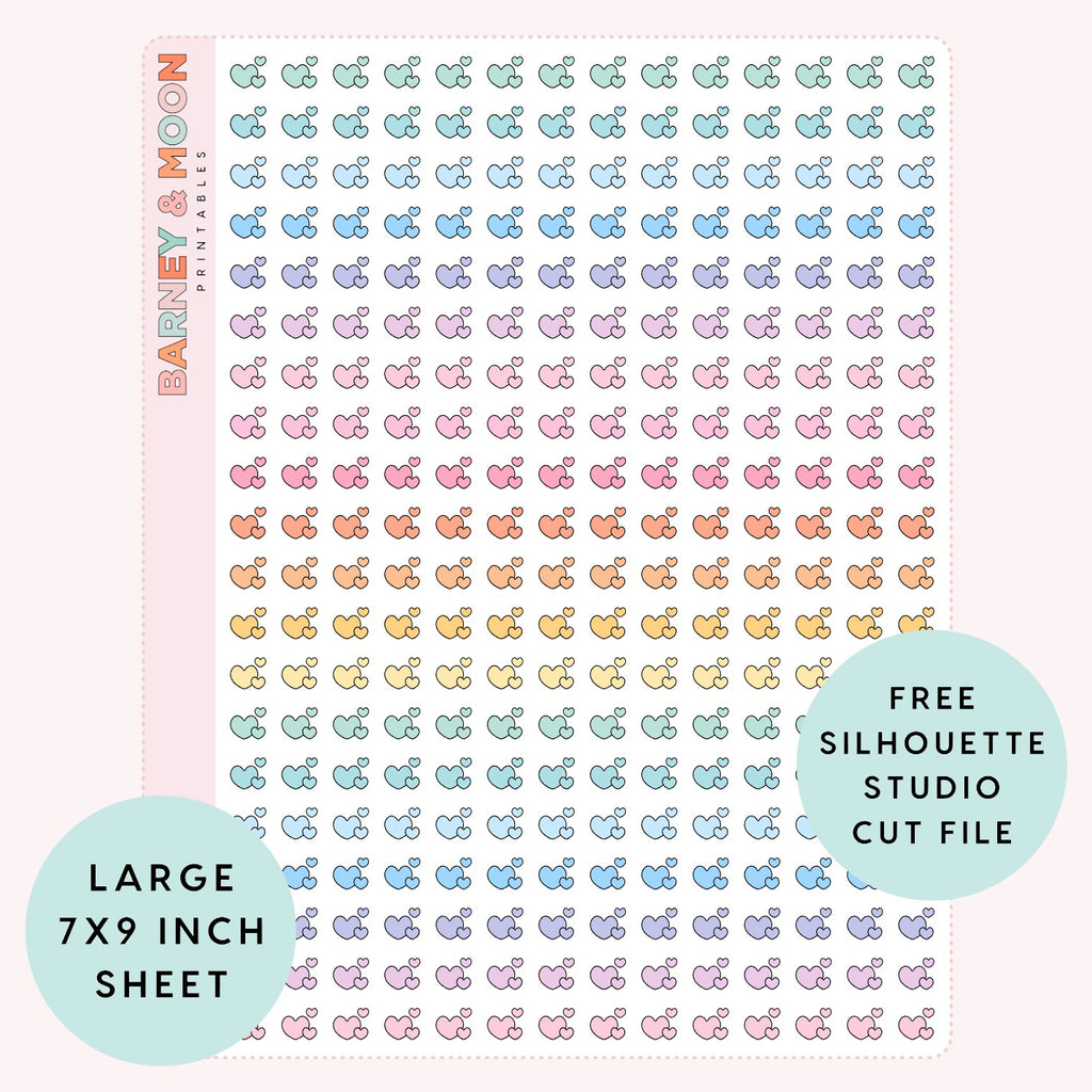 mini heart icons printable planner stickers