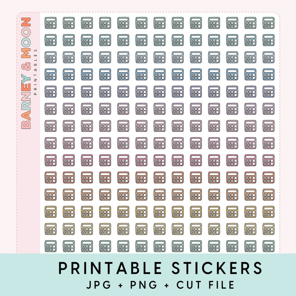 mini calculator icons printable planner stickers