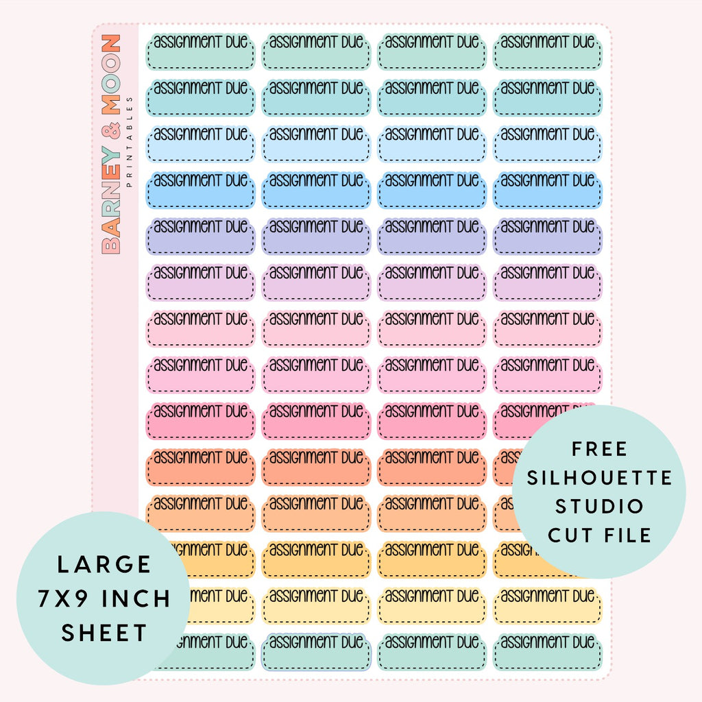 printable assignment study planner stickers for planning