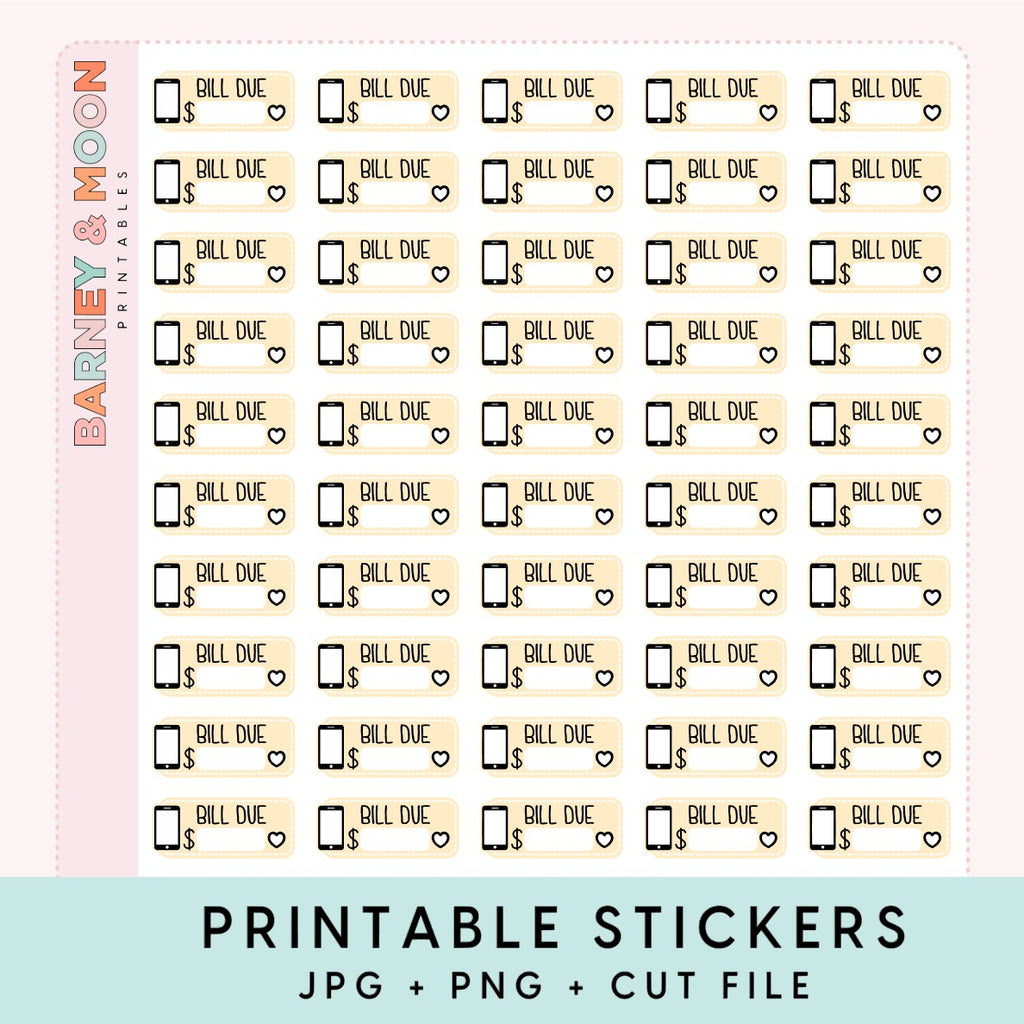 printable budgeting bill due planner stickers phone