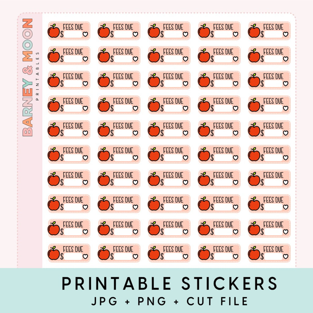 printable budgeting bill due planner stickers school fees