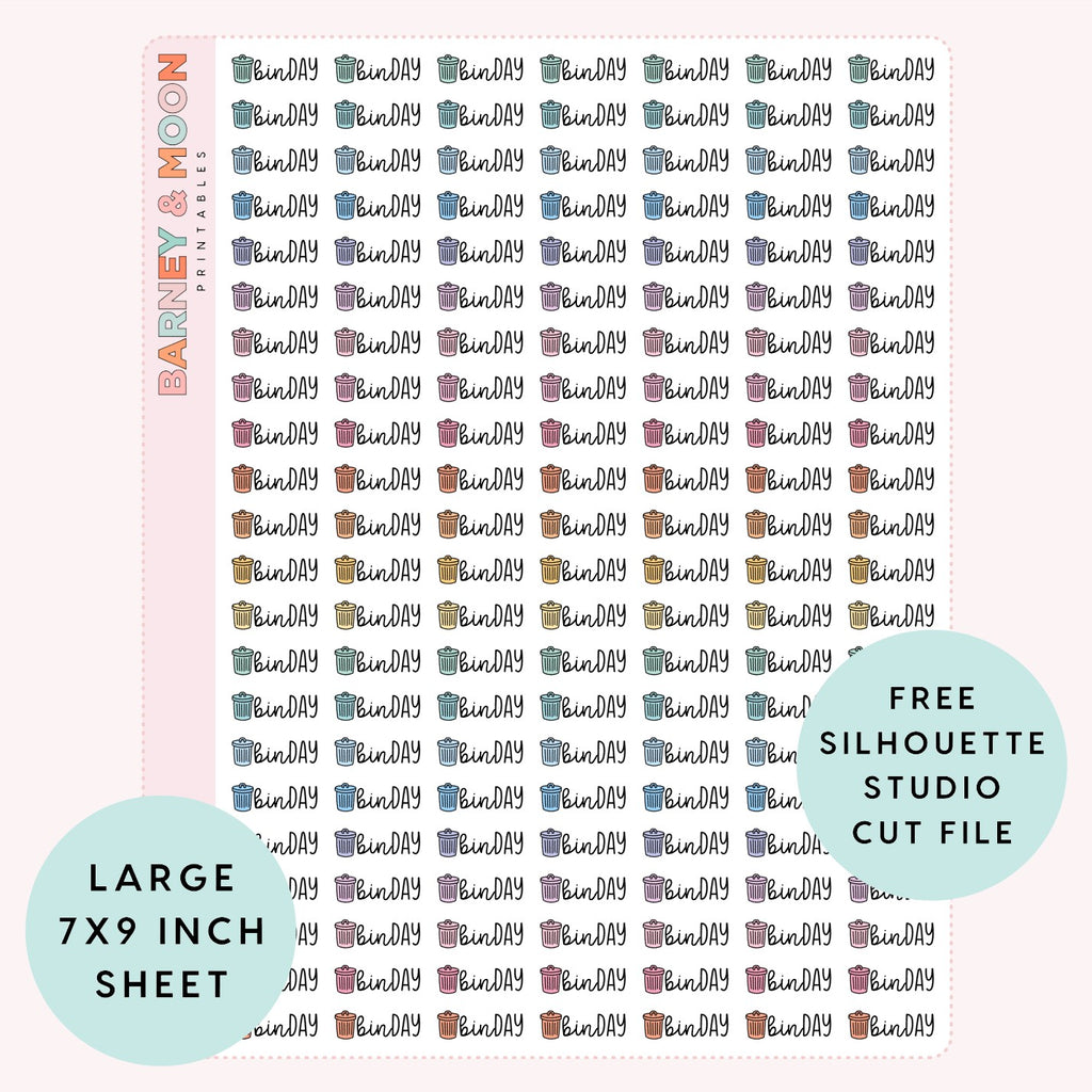 bin day reminder scripts printable planner stickers