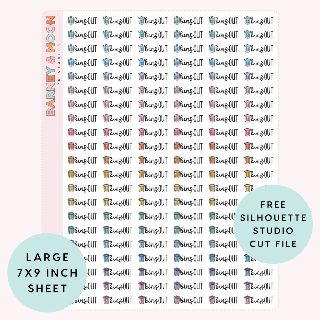 bins out reminder scripts printable planner stickers