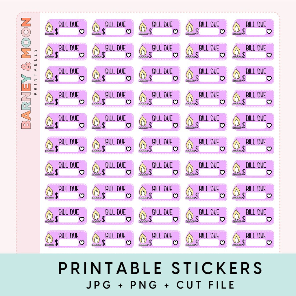 printable budgeting bill due planner stickers gas