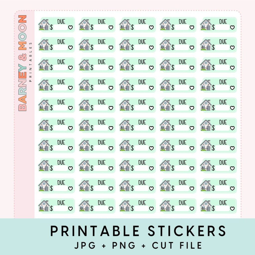 printable budgeting bill due planner stickers rent mortgage