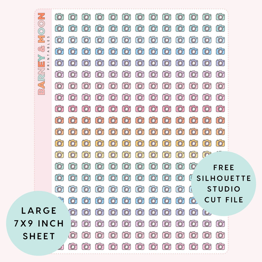 mini camera icons printable planner stickers