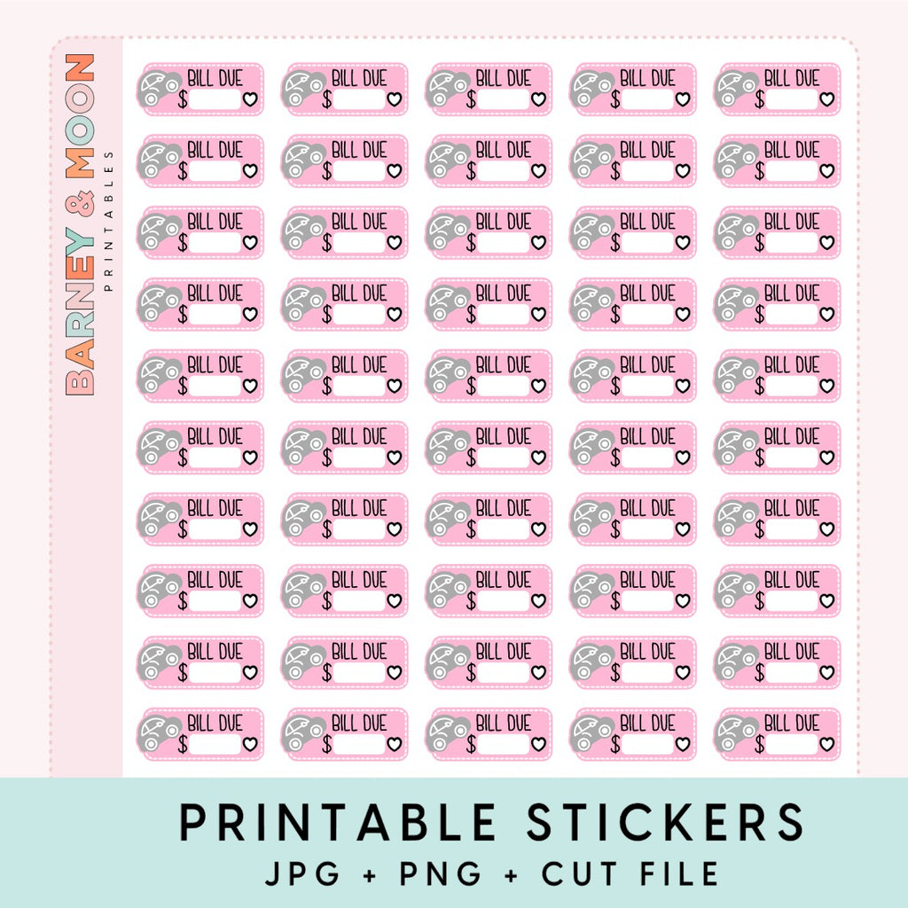 printable budgeting bill due planner stickers car