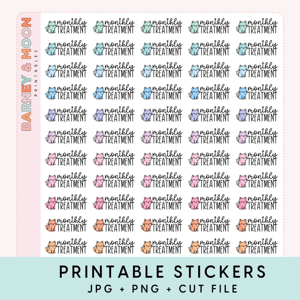 printable functional script stickers cat monthly treatment