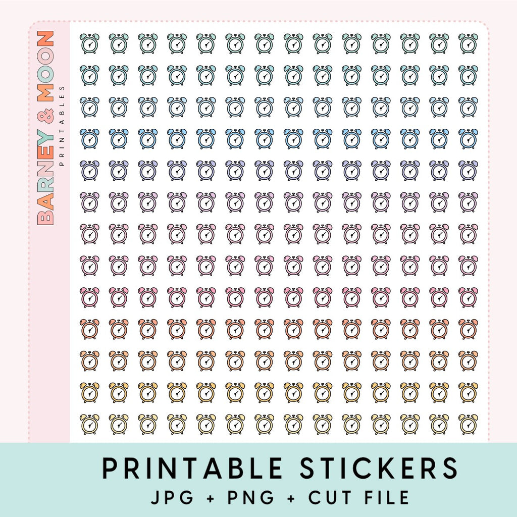 mini clock icons printable planner stickers