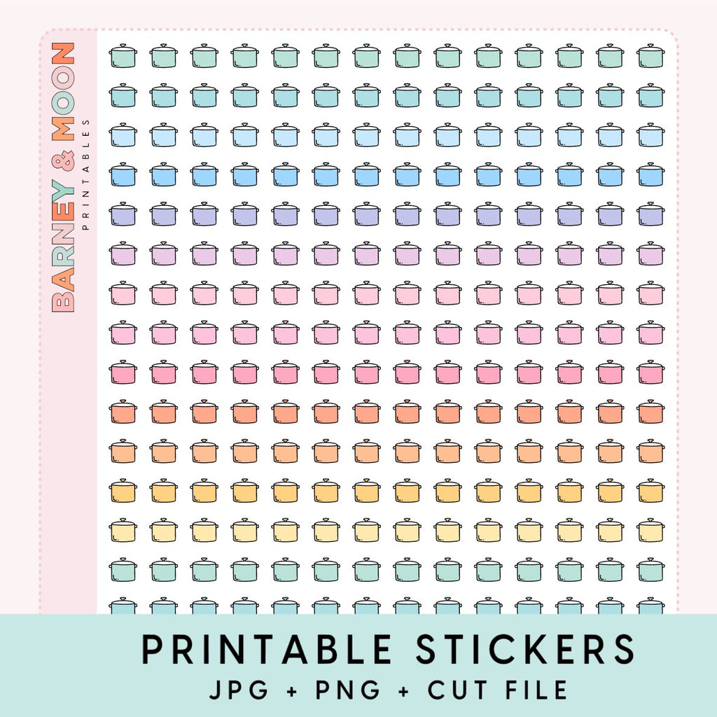 mini cooking pot meal prep icons printable planner stickers