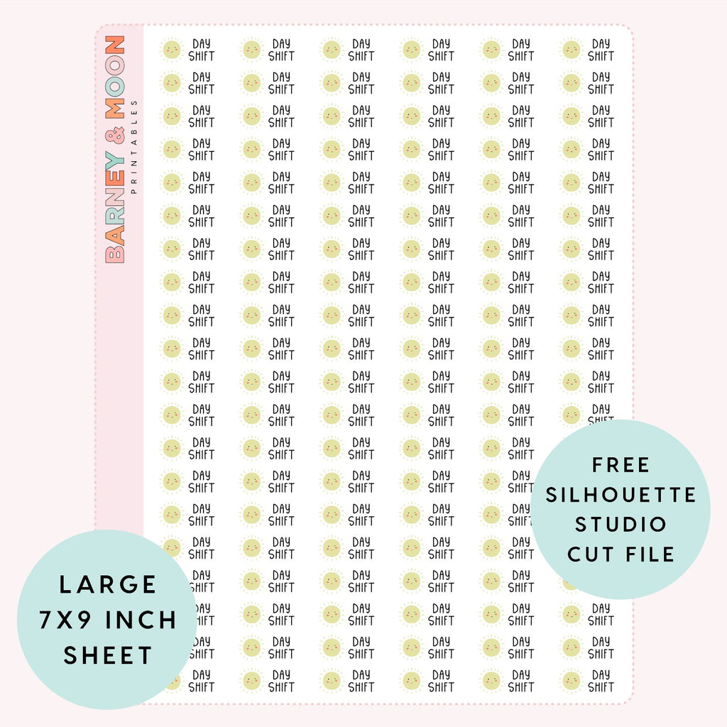 day shift work labels printable planner stickers