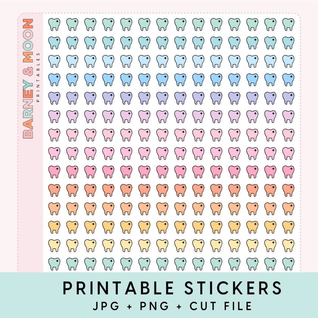 mini tooth dentist icons printable planner stickers