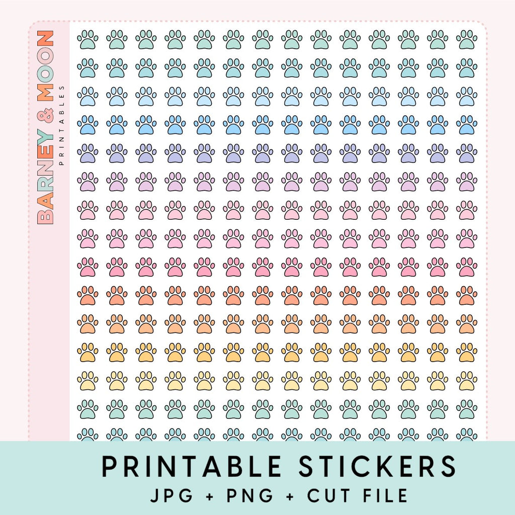 mini paw print dog cat icons printable planner stickers